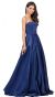 Strapless Puffy Skirt Long Prom Dress with Lace-up Corset in Navy